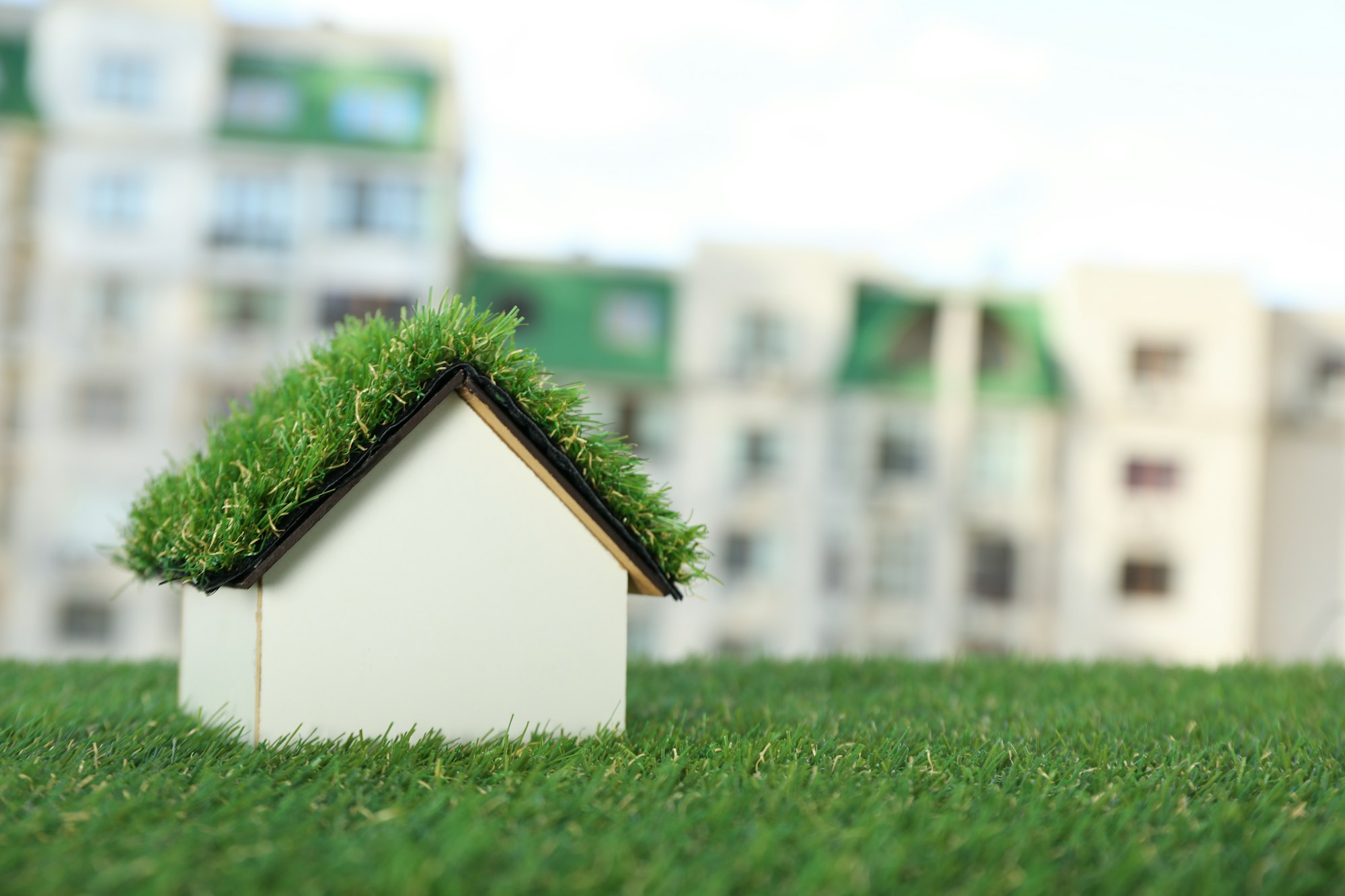 PNG,Decorative house with moss on the roof, isolated on white background